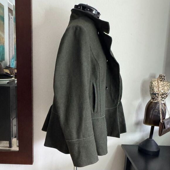 Banana Republic Olive Green Peplum Jacket by Mario Bellucci XL - Picture 7 of 11